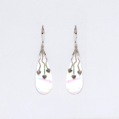 Shell & Silver Earrings - Three Hearts - MOP