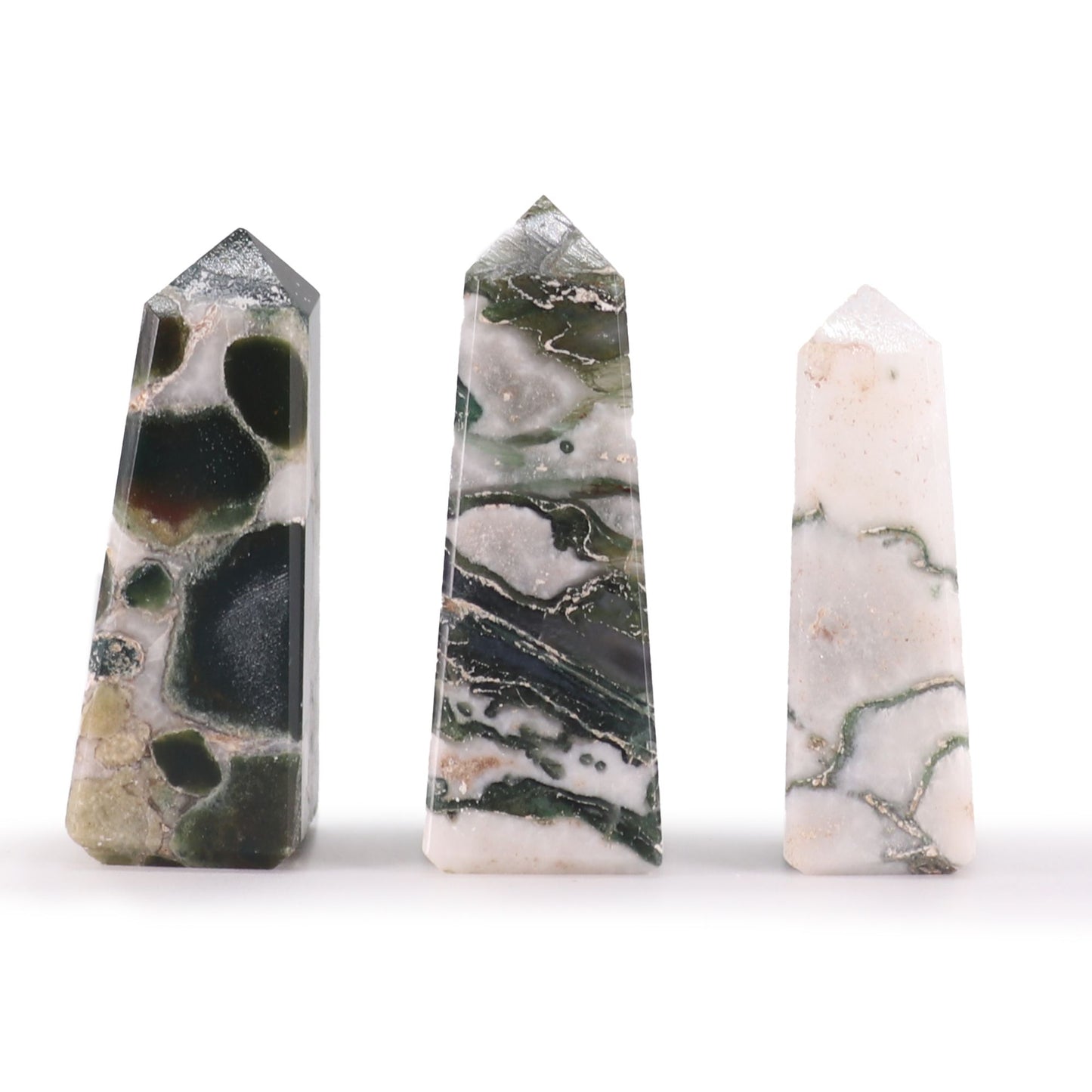 Gemstone Obelisk Point approx 3-5cms - Moss Agate